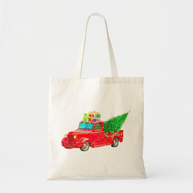 Bolsa Tote Feriado de Carro Retro Natal (Frente)