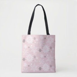Bolsa Tote Feriado de inverno, Floco de Neve, Cor-de-rosa-bra