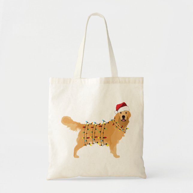 Bolsa Tote Feriado de Natal de ouro para Retriever (Frente)