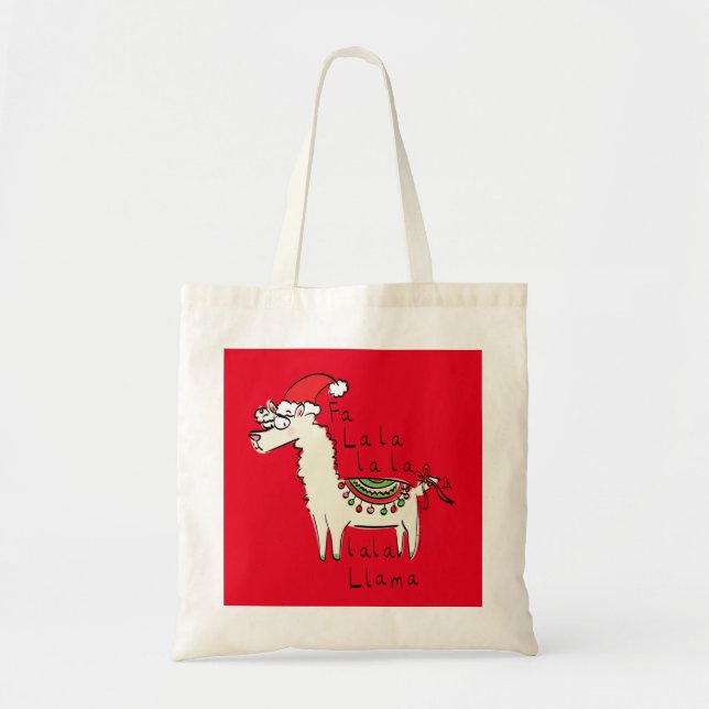 Bolsa Tote Feriado de Natal Engraçado Llama (Frente)