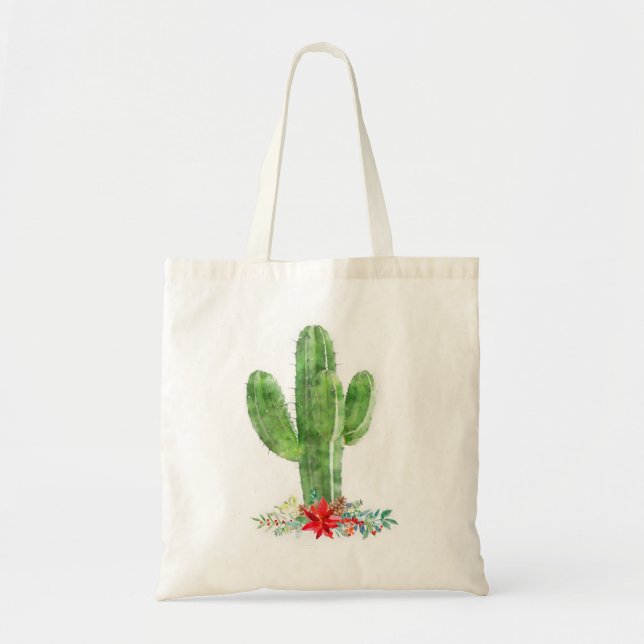 Bolsa Tote Feriado de Natal Rustic Desert Cactus (Frente)