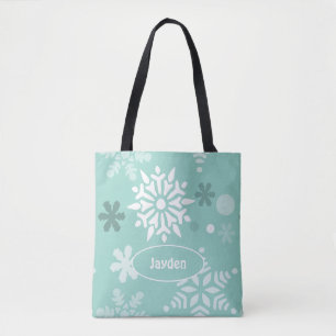 Bolsa Tote Feriado de Neve Floco de Inverno Bonito