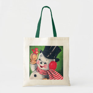 Bolsa Tote Feriado do boneco de neve dos natais vintages