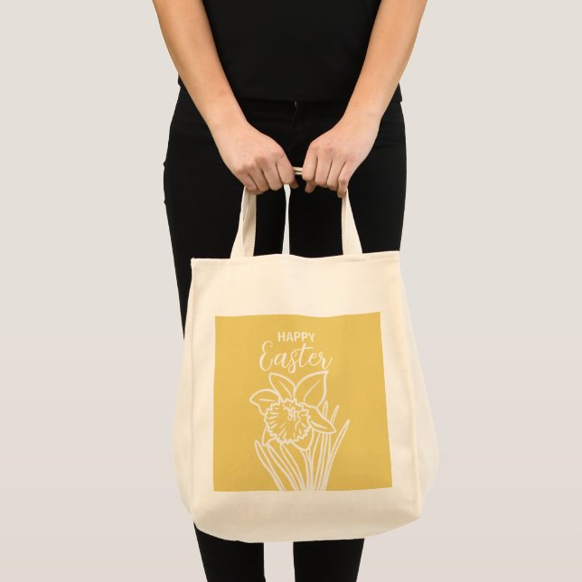 Bolsa Tote Feriado do Felz pascoa Floral Daffodil (Frente (produto))