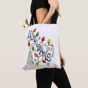 Bolsa Tote Feriado, Luzes e Estrelas de Natal