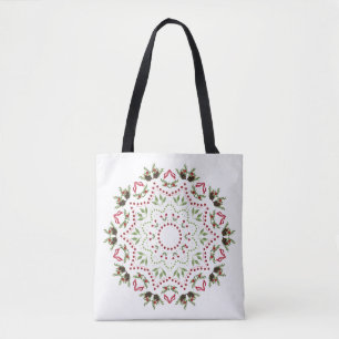Bolsa Tote Feriado Natal Mandala Personalizado Elegante