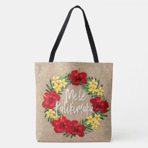 Bolsa Tote Feriado Tropical de Paraíso Havaiano, Burlap