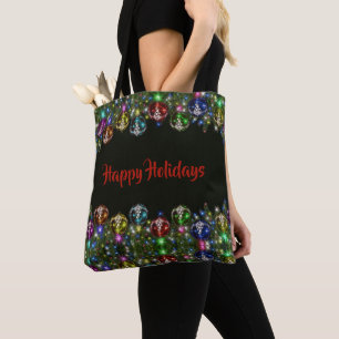 Bolsa Tote Feriados de Enfeites de natal Coloridos Pretos