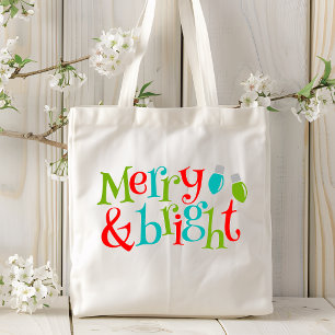 Bolsa Tote Feriados De Natal, Feliz E Tipografia Brilhante