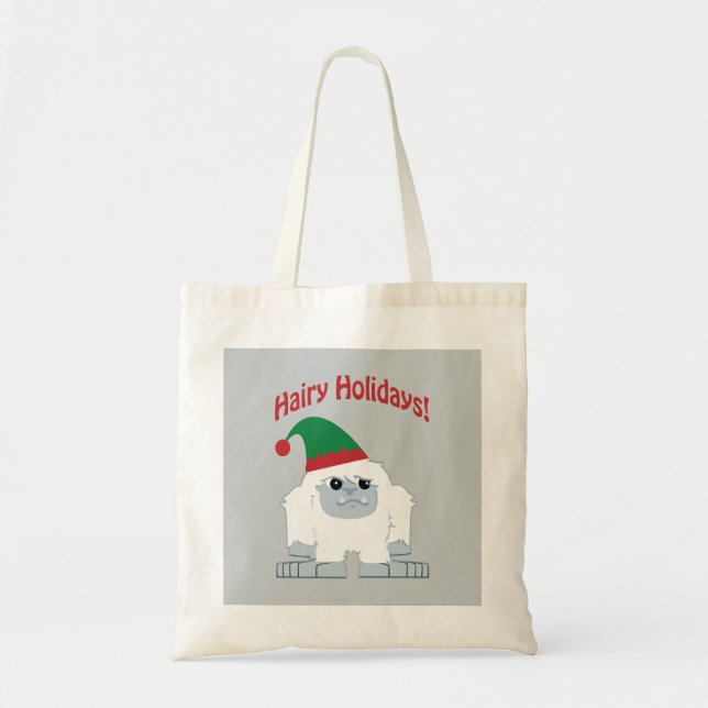 Bolsa Tote Feriados peludos! Yeti do Natal (Frente)