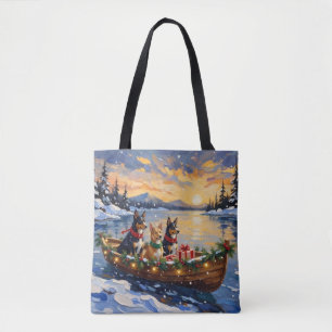 Bolsa Tote Férias de barco de Natal do Kelpie Australiano