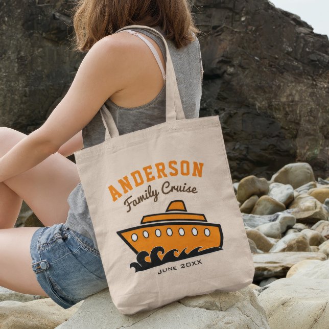 Bolsa Tote Férias de cruzeiro da família de nomes personaliza (Criador carregado)