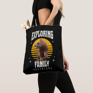 Bolsa Tote Férias de Família Combinando Urso Aventura Estilo