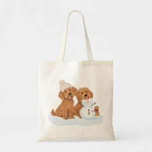 Bolsa Tote Férias de Inverno Goldendoodle Cachorro Boneco de