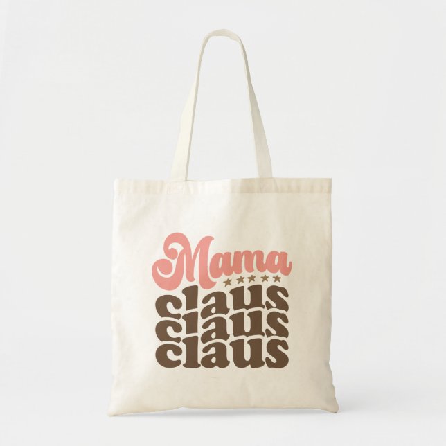 Bolsa Tote Férias de Natal da Mama Claus Retro Groovy (Frente)