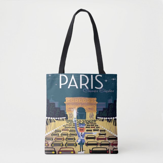 Bolsa Tote Férias de turismo de retro-turismo em Paris, Franç (Frente)