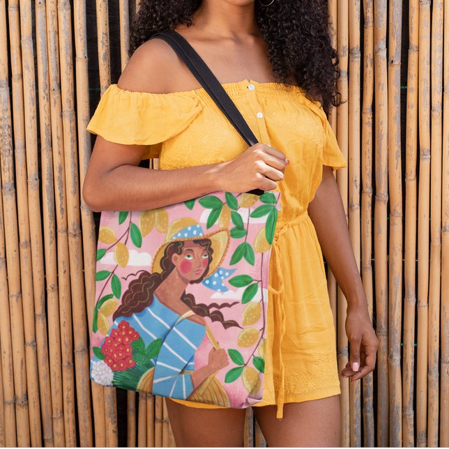 Bolsa Tote Férias de Verão de uma mulher italiana (Criador carregado)