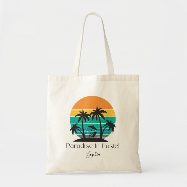 Bolsa Tote Férias de Verão "Paraíso em Pastel" (Frente)