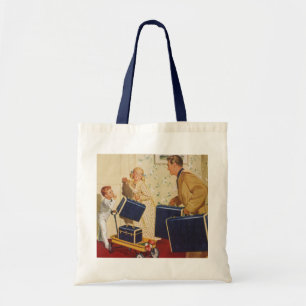 Bolsa Tote Férias em Família ao Estilo Antigo, Pai, Crianças 