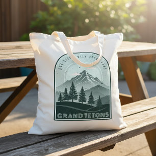 Bolsa Tote Férias em Família na Montanha Retro Azul Turquesa 
