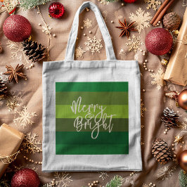 Bolsa Tote Férias Feliz e Brilhante em Greve Verde de Natal