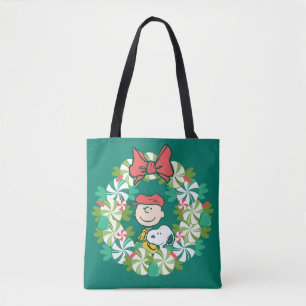 Bolsa Tote Férias Felizes Peppermint Candy Wreath