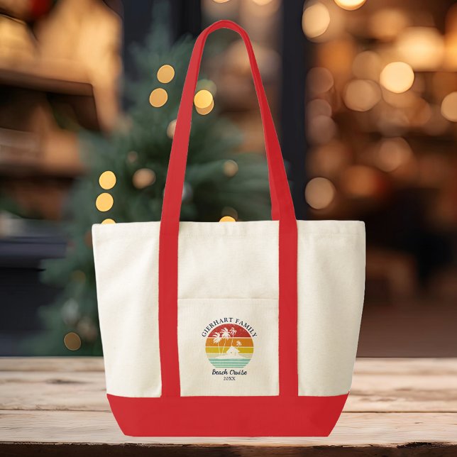 Bolsa Tote Férias Tropicais de Verão de Praia, Cruzeiro de Pr (Retro Family Reunion Beach House Tote Bag)