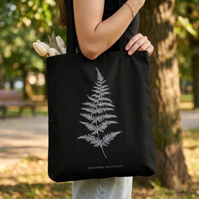 Bolsa Tote Fern - Gymnogramma Chrysofila. Efeito de raios X - (Golden Fern Frond, Gymnogramma Chrysophylla. Tote Bag)