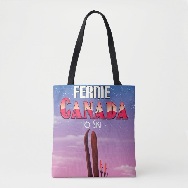 Bolsa Tote Fernie Canada ski poster de viagens. (Frente)