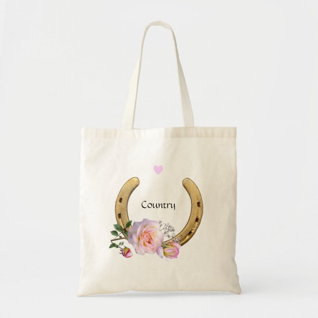 Bolsa Tote Ferradura com Flores e Coração (Frente)