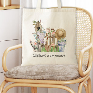 Bolsa Tote Ferramentas de jardinagem floral aquarela e citaçã
