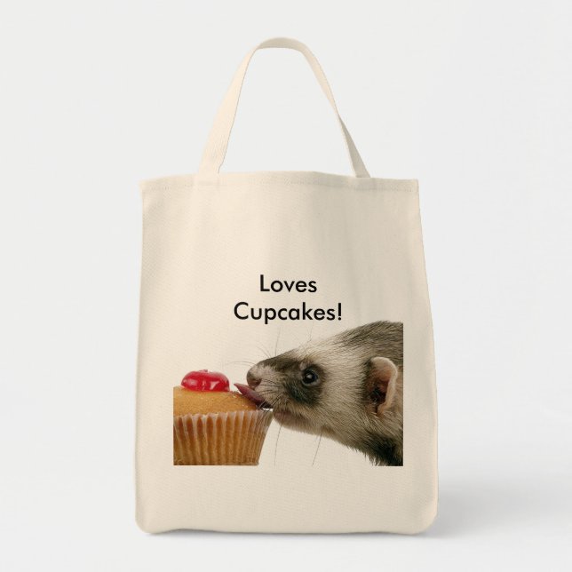 Bolsa Tote Ferret Love Cupcakes (Frente)