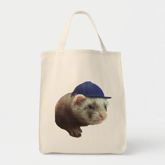 Bolsa Tote Ferret Vestindo o chapéu (Frente)