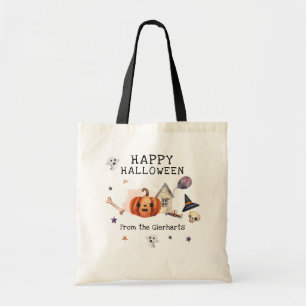 Bolsa Tote Festa da Família Feliz Halloween Personalizada