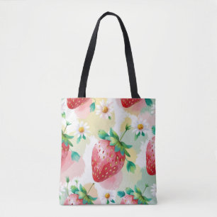 Bolsa Tote Festa de aniversário arco-íris de morangos frescos