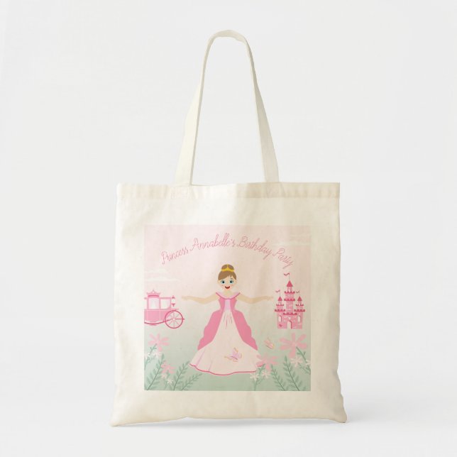 Bolsa Tote Festa de aniversário de Fantasia Princesa Rosa (Frente)
