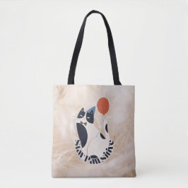 Bolsa Tote Festa de Aniversário do Gato Tuxedo Stay Pawsitive