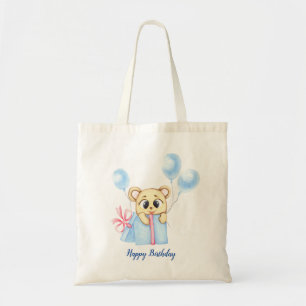 Bolsa Tote Festa de aniversário do Menino do Urso Bonito