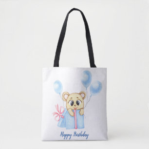 Bolsa Tote Festa de aniversário do Menino do Urso Bonito