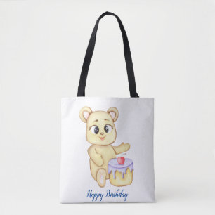 Bolsa Tote Festa de aniversário do Menino do Urso Bonito