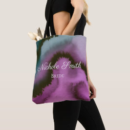 Bolsa Tote Festa de Casamento Abstrata Roxa e Turquesa