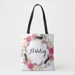 Bolsa Tote Festa de casamento Rustic Wedesmaid Gift Boho