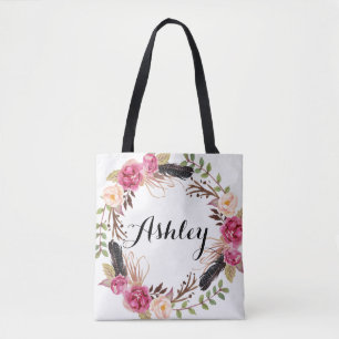 Bolsa Tote Festa de casamento Rustic Wedesmaid Gift Boho 