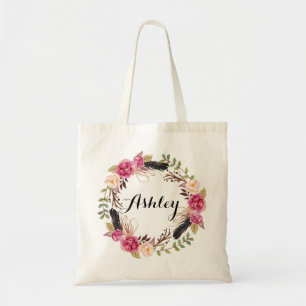 Bolsa Tote Festa de casamento Rustic Wedesmaid Gift Boho