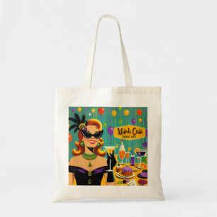 Bolsa Tote Festa de Cocktail de Martini Retro Mardi Gras dos
