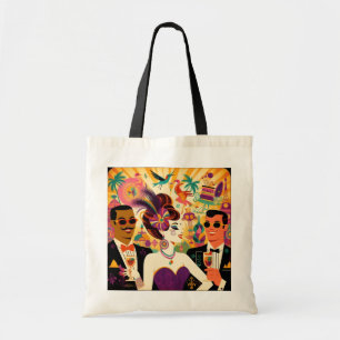 Bolsa Tote Festa de Cocktail Mardi Gras Meados do Século