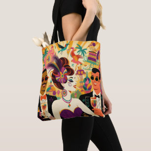 Bolsa Tote Festa de Cocktail Mardi Gras Retro Meados do Sécul