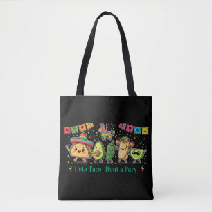 Bolsa Tote Festa de Comida Mexicana Fofa Kawaii - Taco Burrit