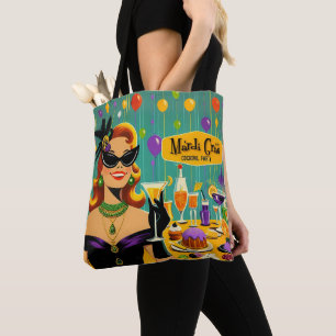 Bolsa Tote Festa de Coquetel Martini Retro 50s Mardi Gras