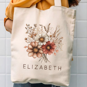 Bolsa Tote Festa de Despedida de Solteira Boho Wildflower Nom